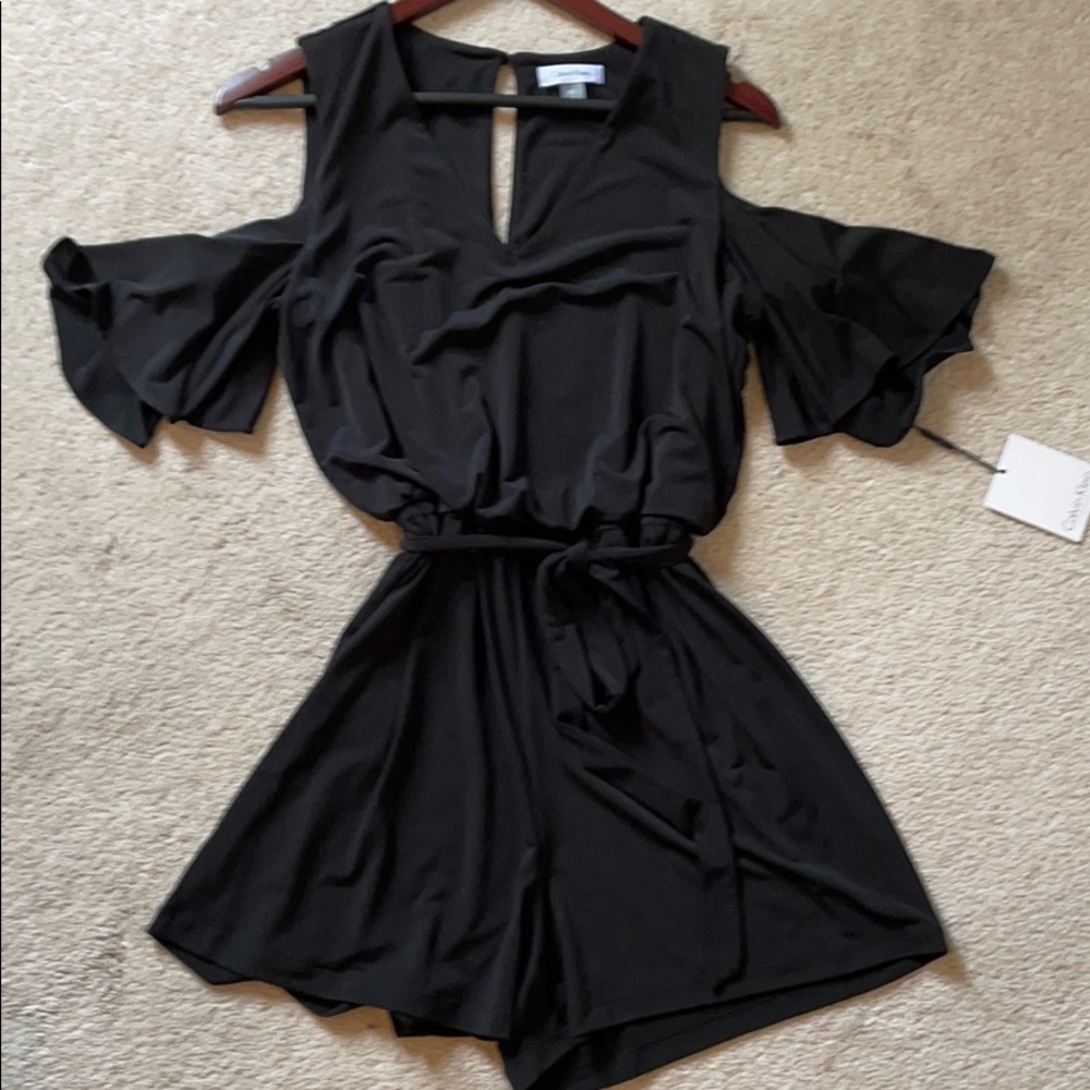 Cold shoulder black romper